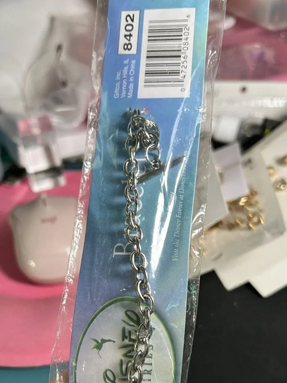 Title: Vintage Disney Fairies Tinker Bell Silver-Tone Toggle Bracelet NIP
